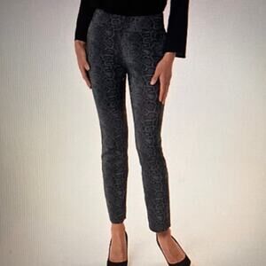 Susan Graver Regular Ultra-Stretch Jacquard Ankle Pants Gray Snake Sz 14
